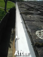 A roof gutter after the Aqua Clean treatment